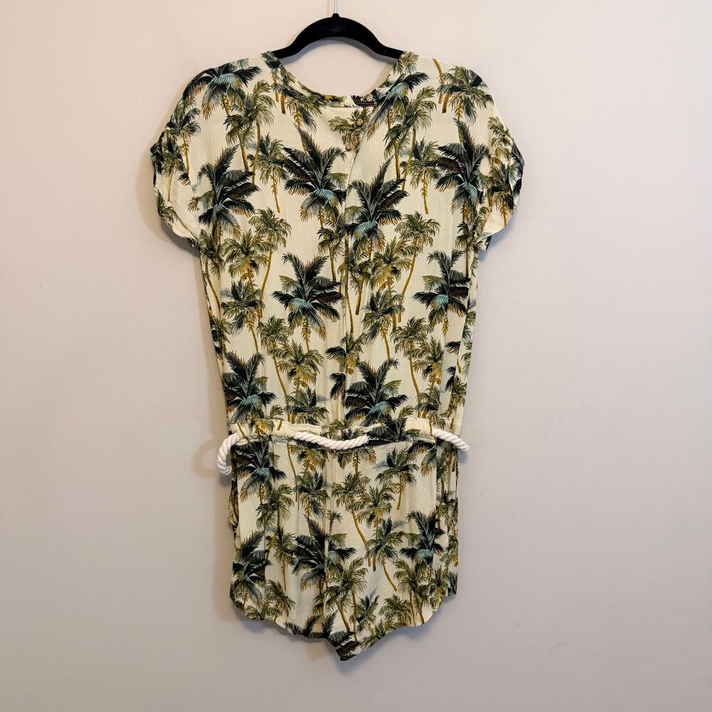My Sunday Morning Romper M/L Green Beach Tropical Palm Tree Summer Vacation Boho - Picture 3 of 11